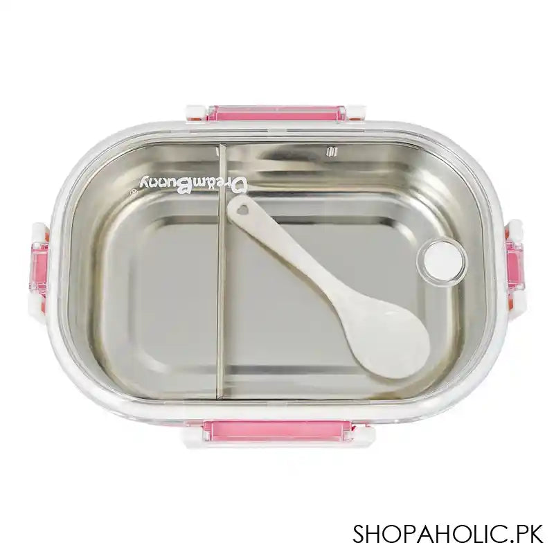 Stainless Steel Lunch Box, 2 Compartments & Cutlery, 980ml, BPA Free, Pink, 6.7in (H) x 3.5in (W) x 2.2in (D), 980-Mc - Image 2