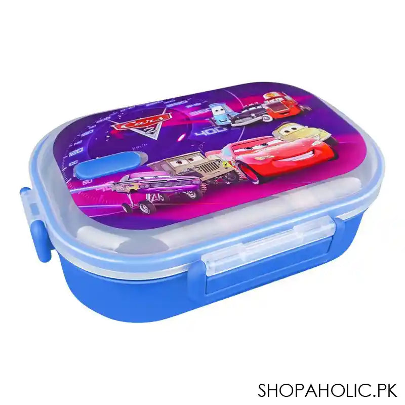 Stainless Steel Lunch Box, 2 Compartments & Cutlery, Blue, 6.5in (H) x 3.9in (W) x 1.8in (D), 113-Ca - Image 5