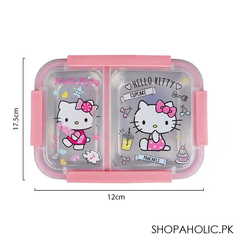 Stainless Steel Lunch Box, 2 Compartments, Pink, 6.9in (H) x 4.7in (W) x 2in (D), 88125 - Image 2