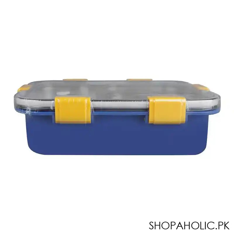 Stainless Steel Lunch Box, 3 Compartments, Spoon & Chop Stick, 400ml, Blue, 7.3in (H) x 4.9in (W) x 2in (D), 7059 - Image 5