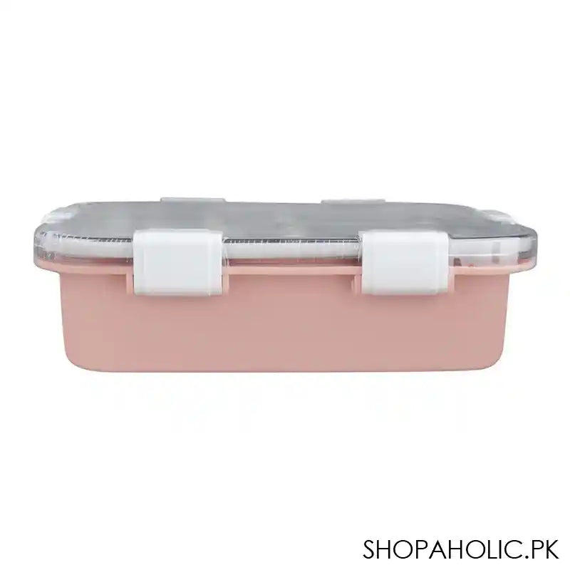 Stainless Steel Lunch Box, 3 Compartments, Spoon & Chop Stick, 400ml, Pink, 7.1in (H) x 4.5in (W) x 2in (D), 7059 - Image 5