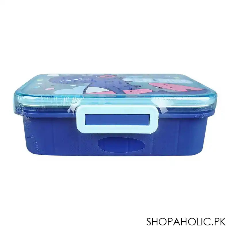 Stainless Steel Lunch Box, Spoon & Chop Stick, Blue, 7.1in (H) x 4.7in (W) x 2.1in (D), 25329 - Image 2