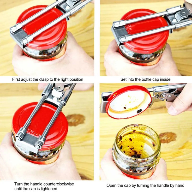 stainless steel multifunctional adjustable jar and bottle cap opener image4