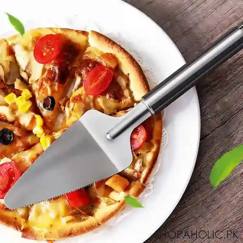 stainless steel pizza and cake lifter with side cutter main image