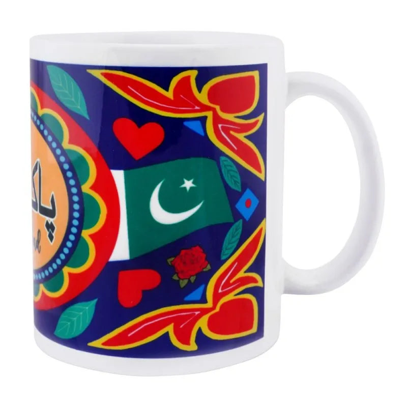 star shine truck art pakistan blue floral digital mug image2