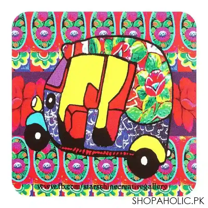 star shine truck art, rickshaw 02 (red) 3x3 inch fridge magnet, mg11 main image