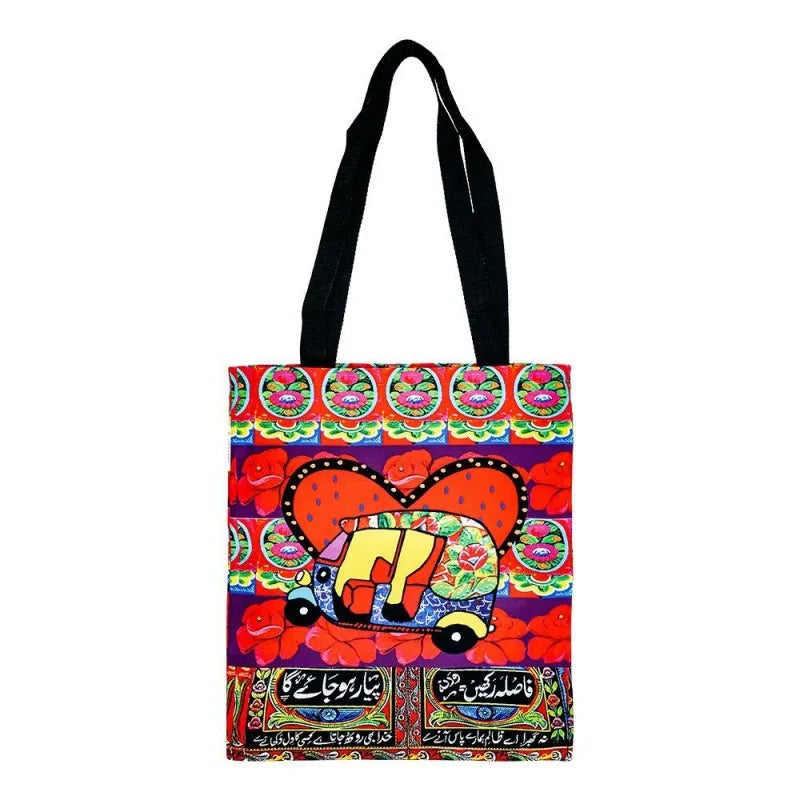 star shine truck art, rickshaw tote bag, pink, tb004 main image