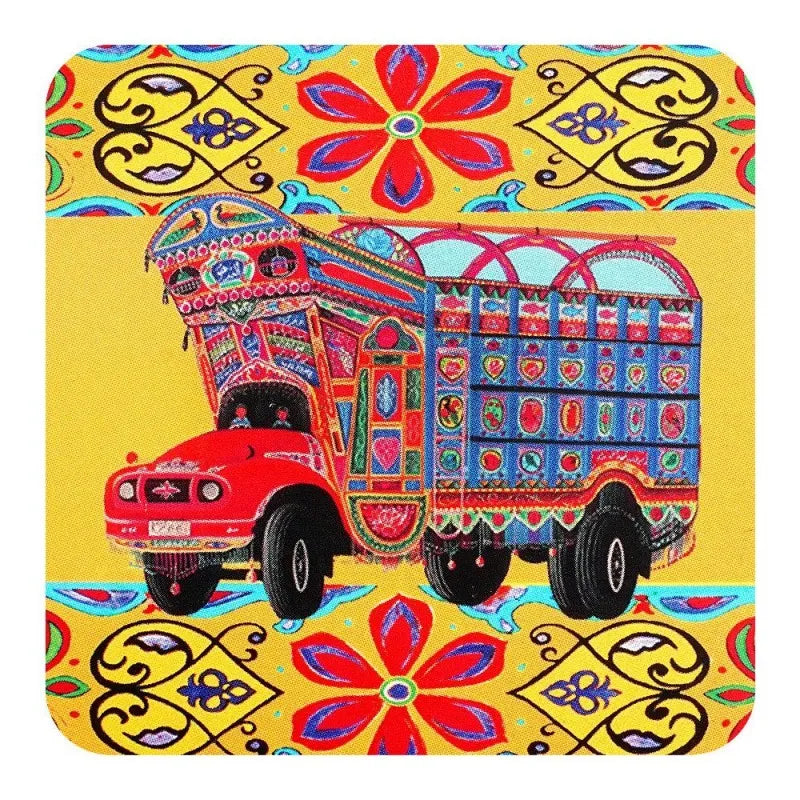 star shine truck art, truck 02 3.5x3.5 inch wooden coaster, wtm09 main image