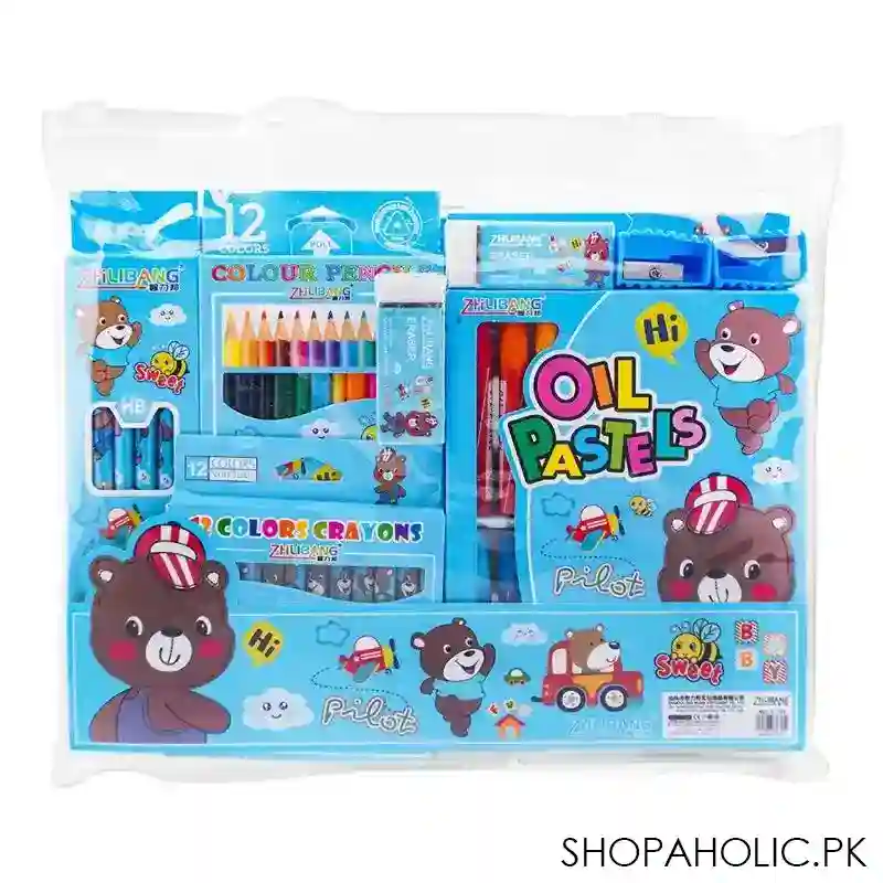 stationery set with drawing book & art accessories, blue, e 725 image2