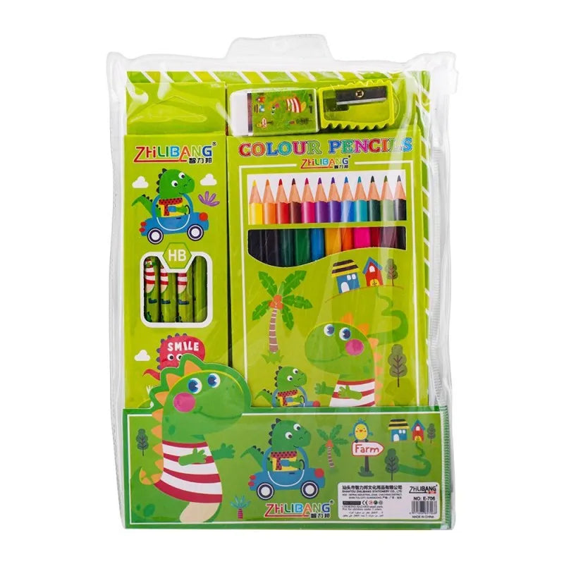 stationery set with drawing book & art accessories, green, e 706 image2