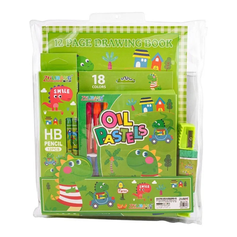 stationery set with drawing book & art accessories, green, e 716 image2