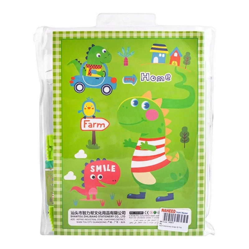 stationery set with drawing book & art accessories, green, e 716 image3