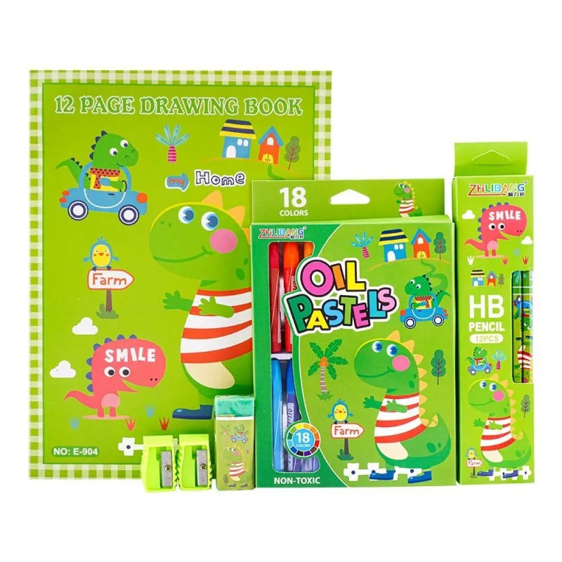 stationery set with drawing book & art accessories, green, e 716 main image