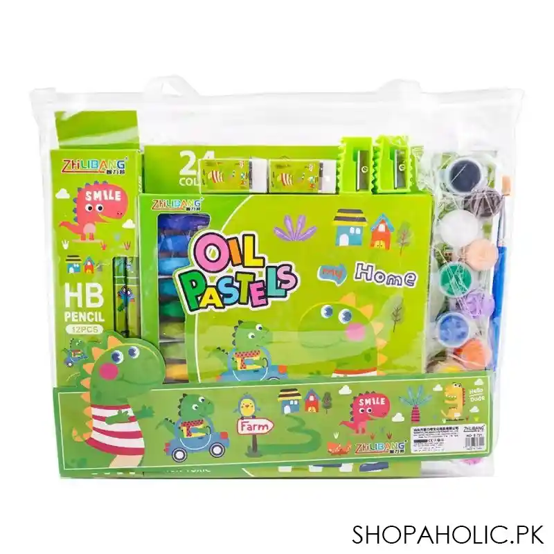 stationery set with drawing book & art accessories, green, e 721 image2