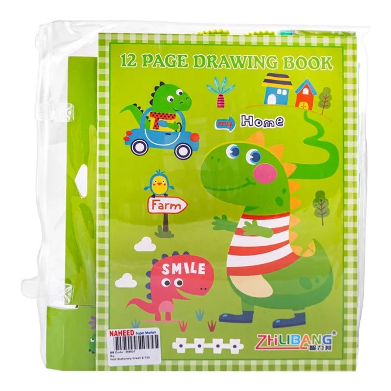 stationery set with drawing book & art accessories, green, e 723 image3