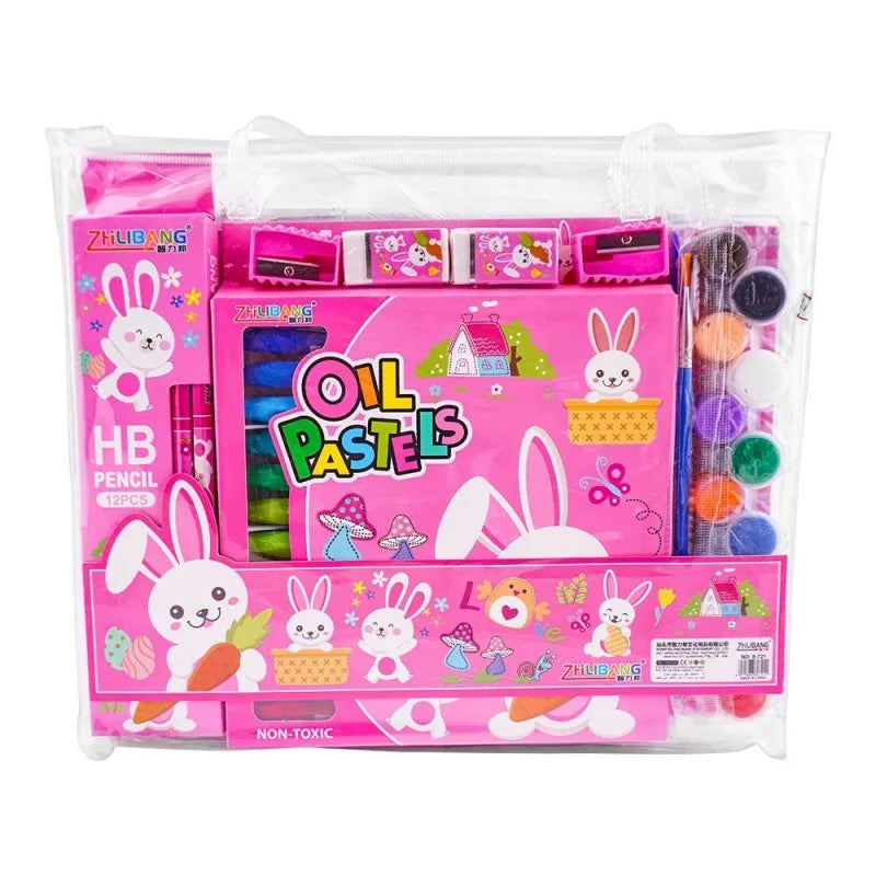 stationery set with drawing book & art accessories, pink, e 721 image2