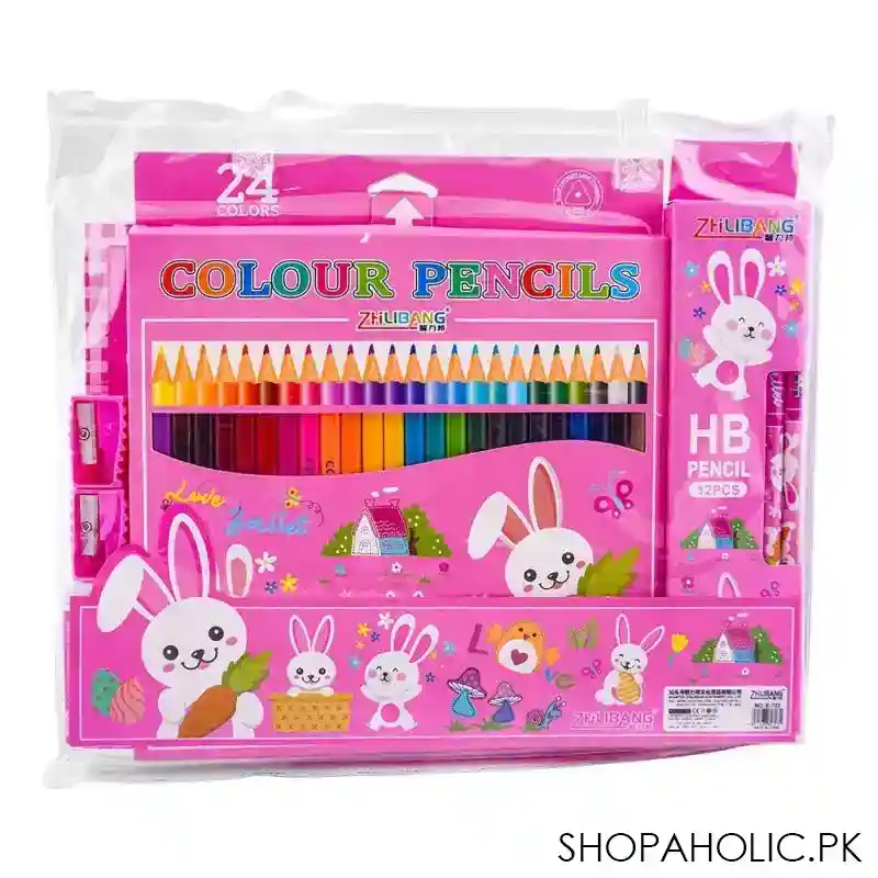 stationery set with drawing book & art accessories, pink, e 723 image2