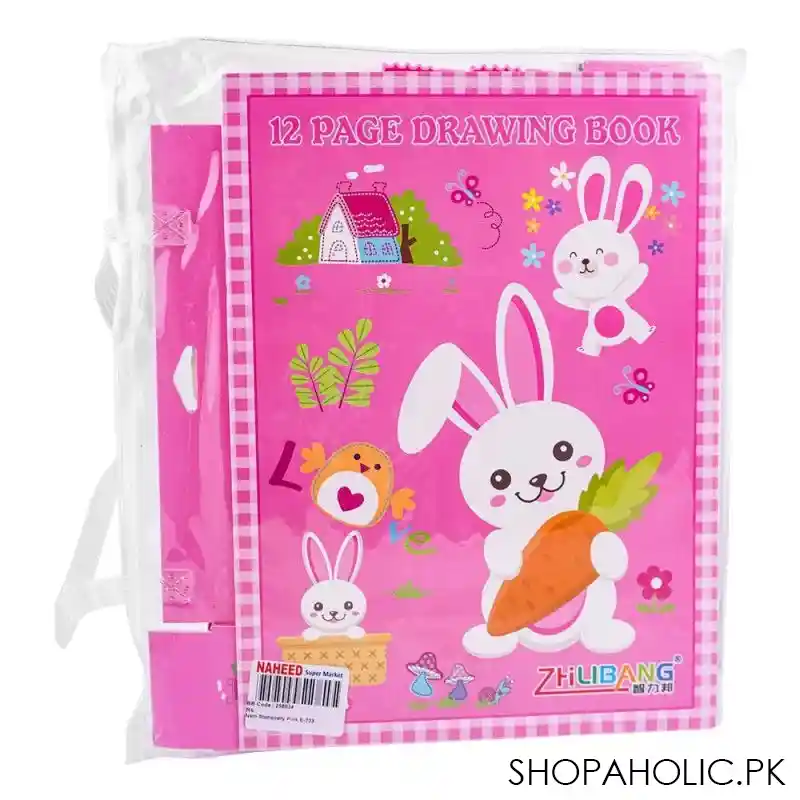 stationery set with drawing book & art accessories, pink, e 723 image3