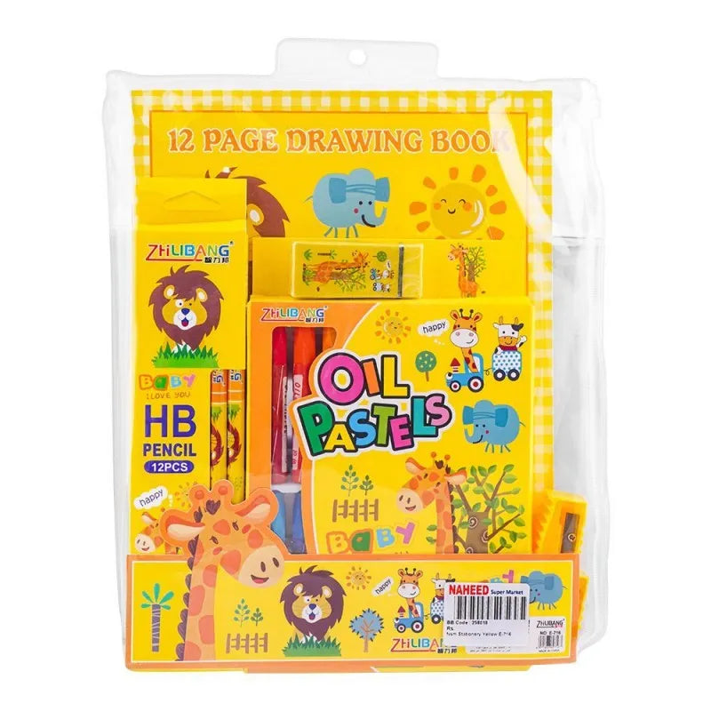 stationery set with drawing book & art accessories, yellow, e 716 image2