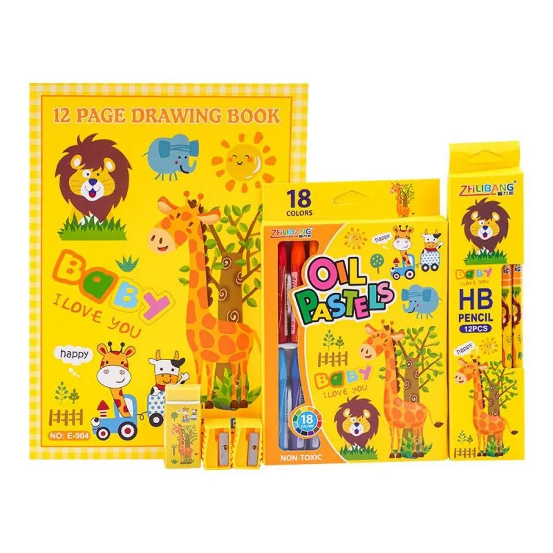 stationery set with drawing book & art accessories, yellow, e 716 main image