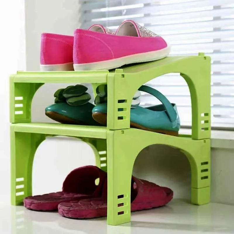 step double layer shoe rack stackable shoe organizer main image