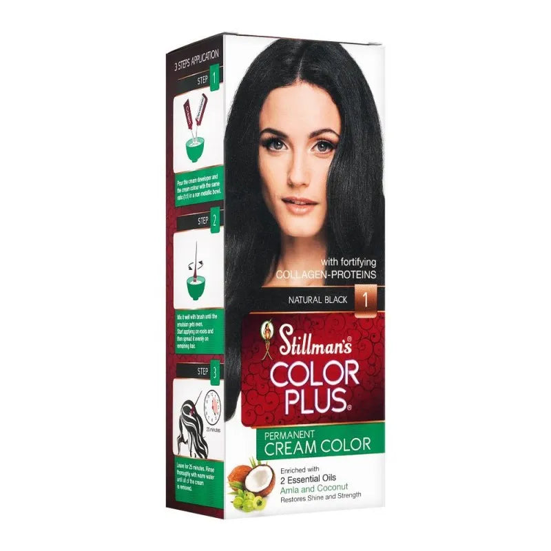 stillman&#039;s color plus permanent cream color hair color, 1, natural black main image