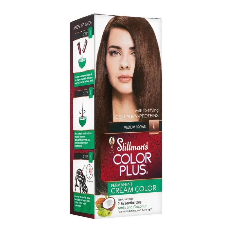 stillman&#039;s color plus permanent cream color hair color, 4, medium brown main image