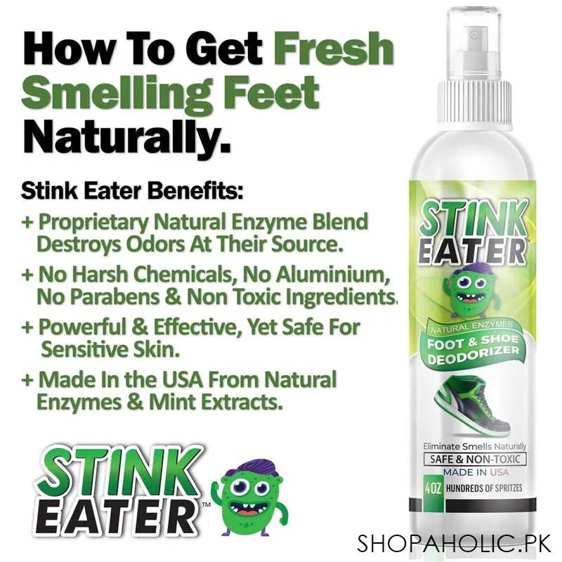 stink eater foot and shoe deodorizer spray bottle for foot odor eliminator & freshener   100ml image2