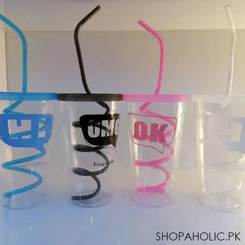 stylish straw drinking glass with lid image2