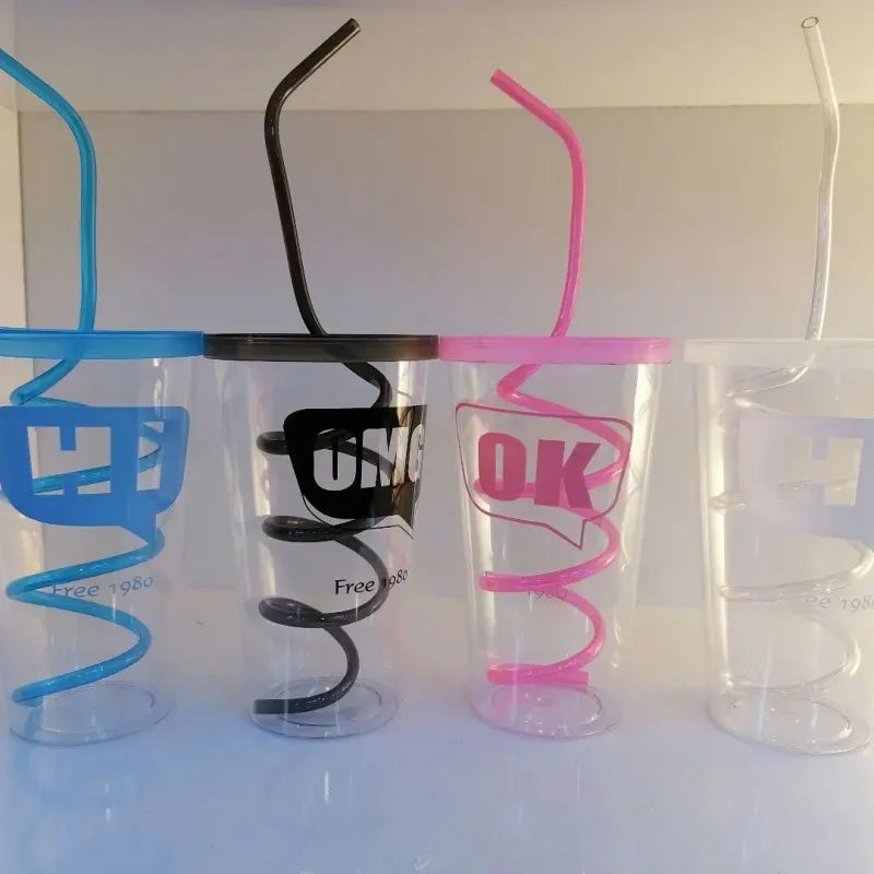 stylish straw drinking glass with lid image2