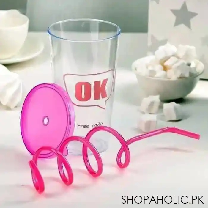 stylish straw drinking glass with lid image3