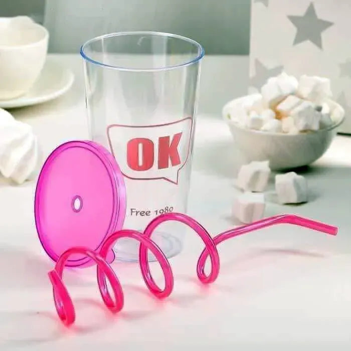 stylish straw drinking glass with lid image3