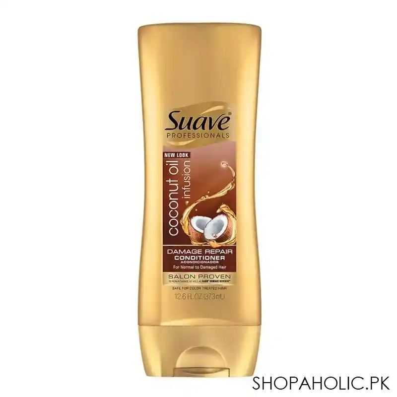 suave coconut oil infusion damage repair conditioner, for normal to damaged hair, 373ml main image