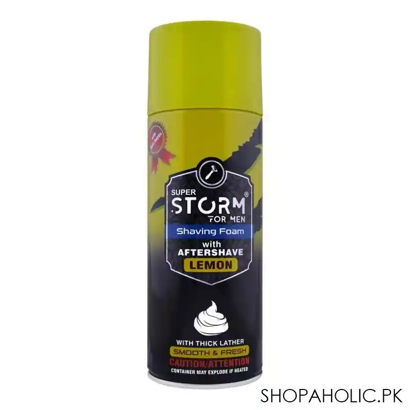 super storm for men lemon shaving foam with after shave, 400ml main image