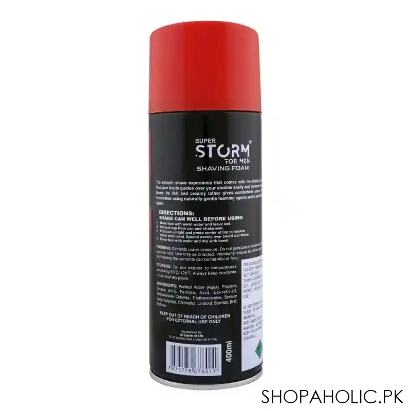 super storm for men regular shaving foam with after shave, 400ml image2