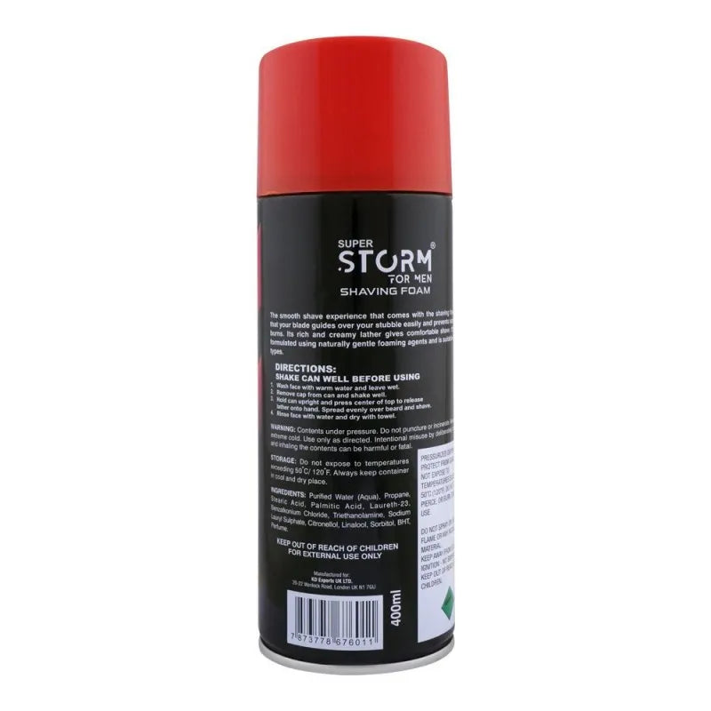 super storm for men regular shaving foam with after shave, 400ml image2