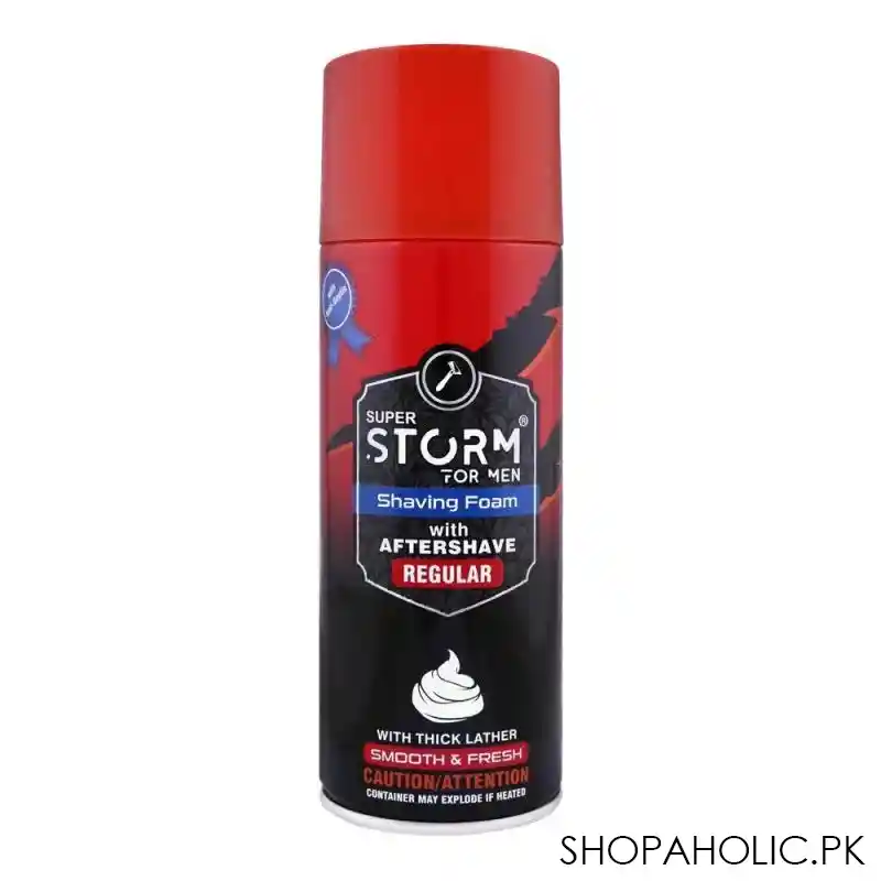 super storm for men regular shaving foam with after shave, 400ml main image