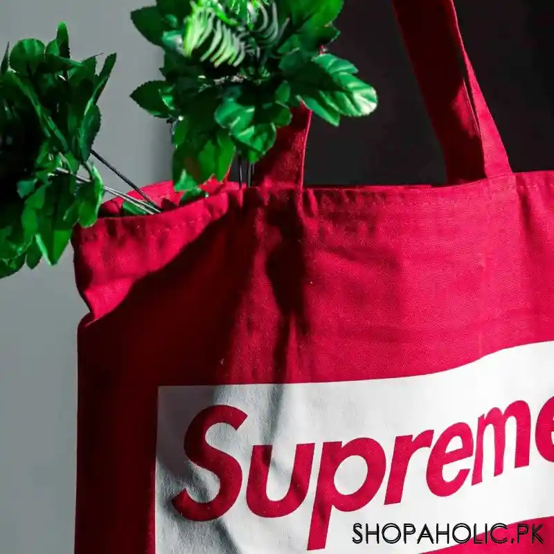 supreme heavy canvas zipper tote bag with inside zippered pocket image2