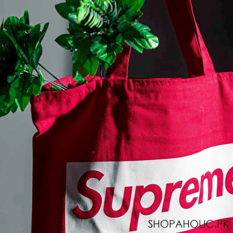 supreme heavy canvas zipper tote bag with inside zippered pocket image2