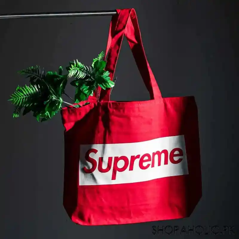 supreme heavy canvas zipper tote bag with inside zippered pocket image3