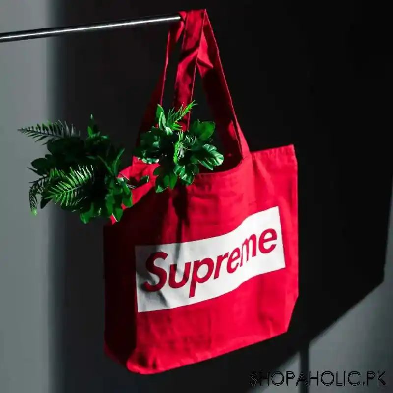 supreme heavy canvas zipper tote bag with inside zippered pocket image4