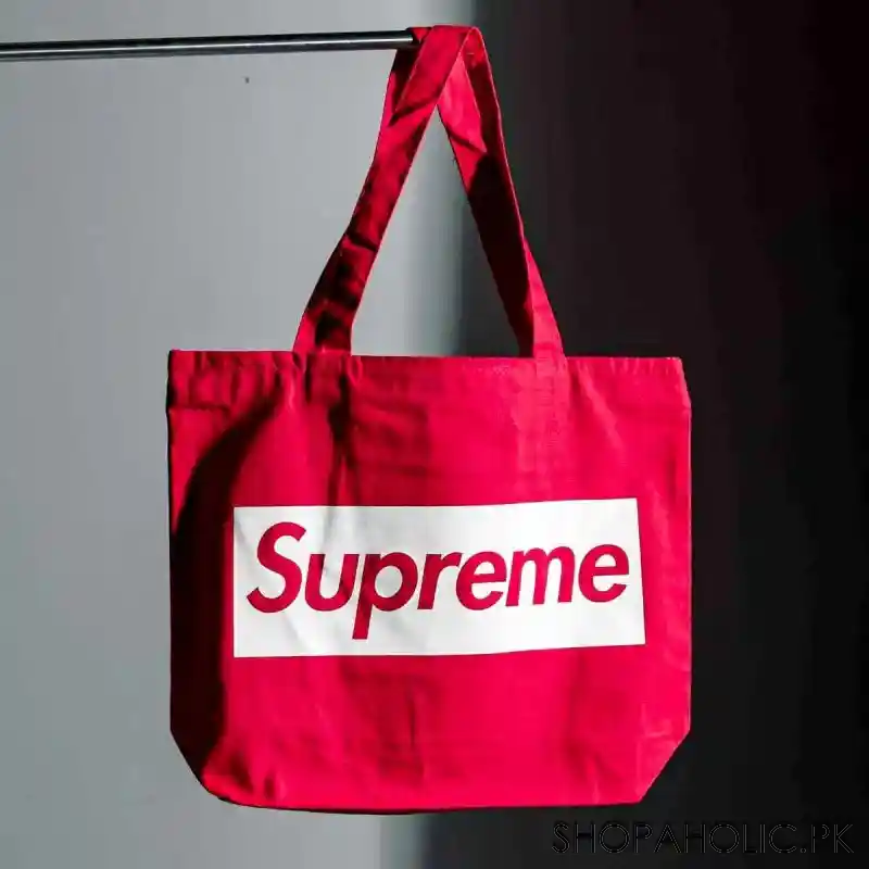 supreme heavy canvas zipper tote bag with inside zippered pocket main image