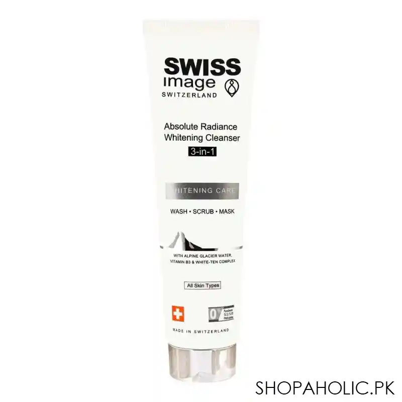 swiss image whitening care 3 in 1 absolute radiance whitening cleanser, 100ml main image