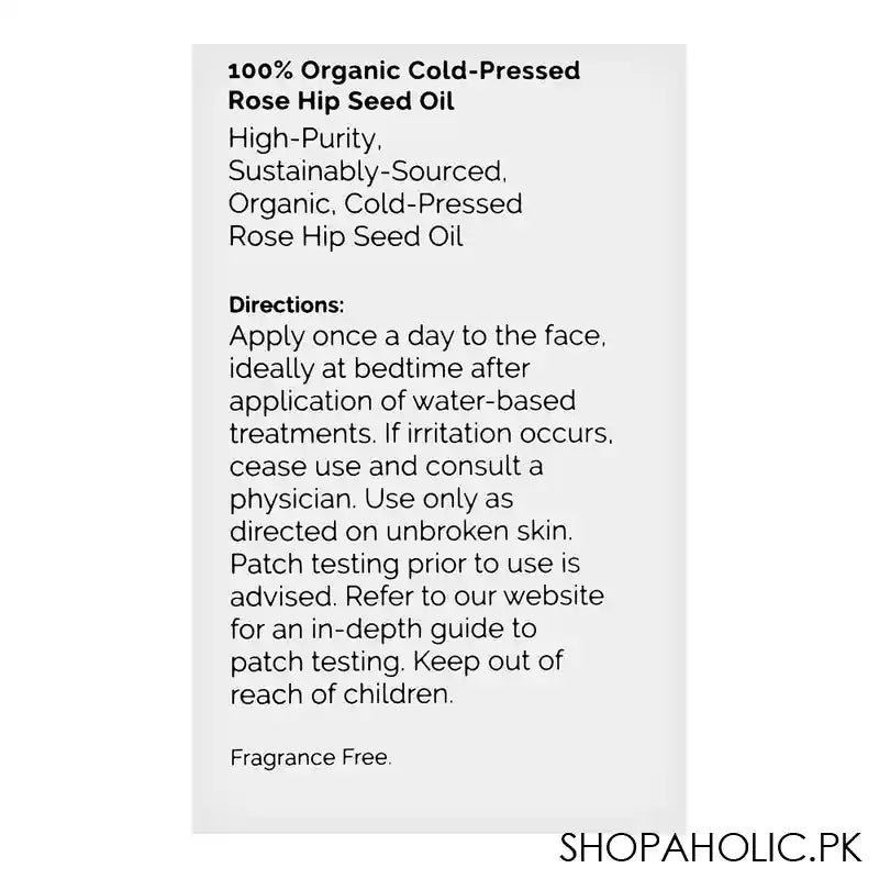 T.O. 100% Organic Cold-Pressed Rose Hip Seed Oil, 30ml - Image 4