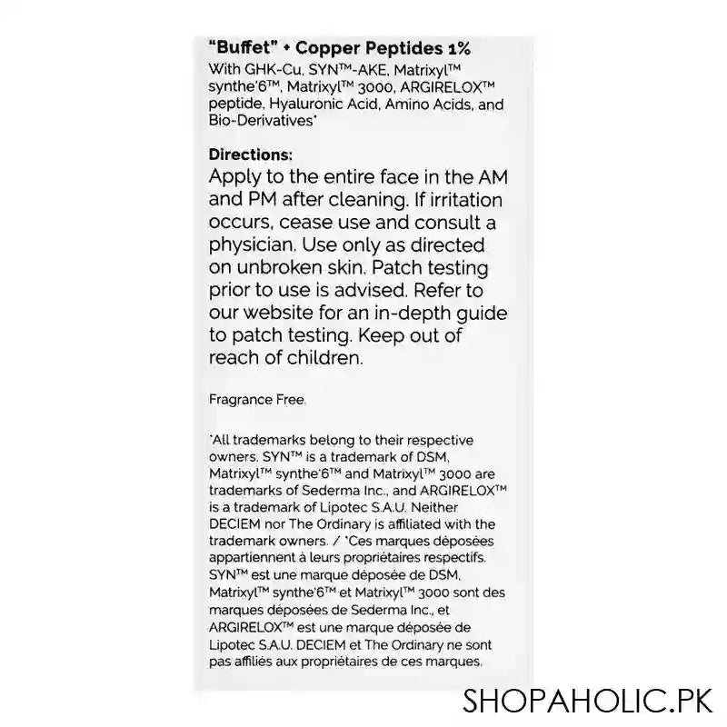 T.O. Buffet+Copper Peptides 1% Multi Technology Peptide Serum, 30ml - Image 3