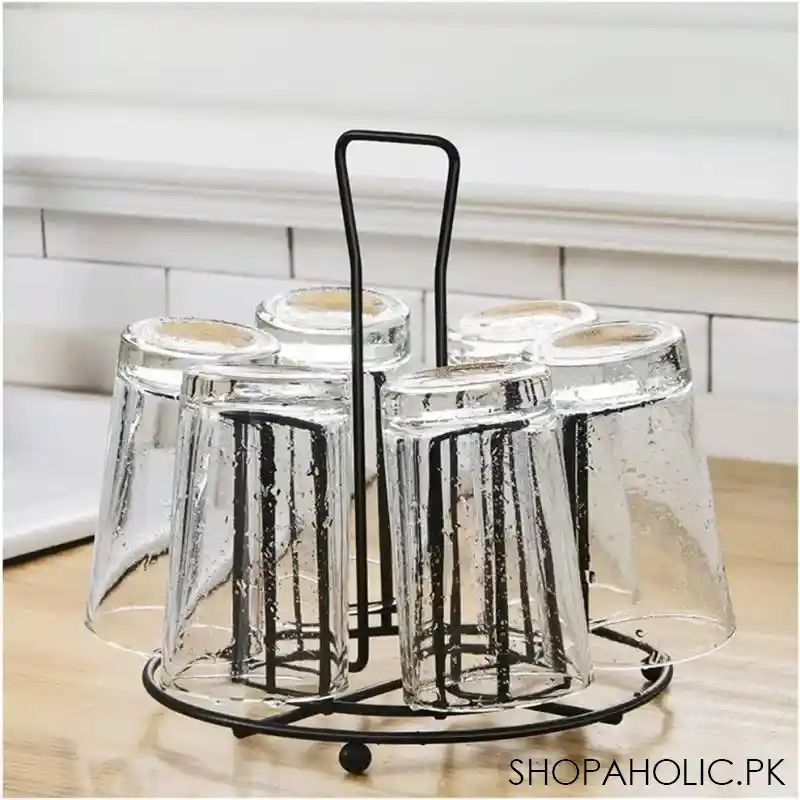 tabletop metal 6 glass storage rack main image