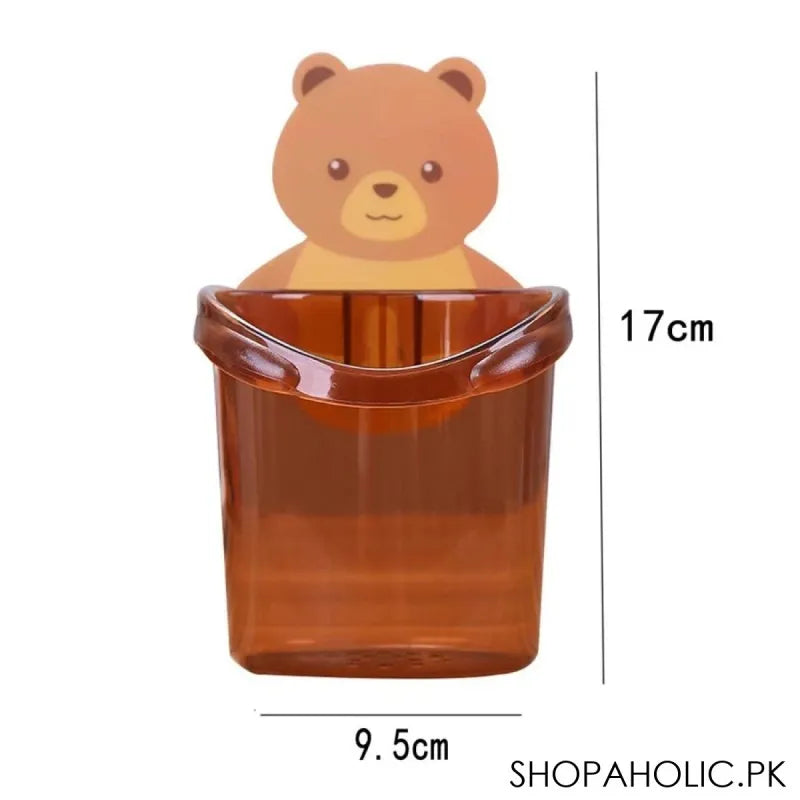 teddy bear tooth brush holder for bathroom image2