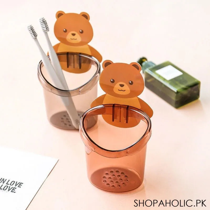 teddy bear tooth brush holder for bathroom image6