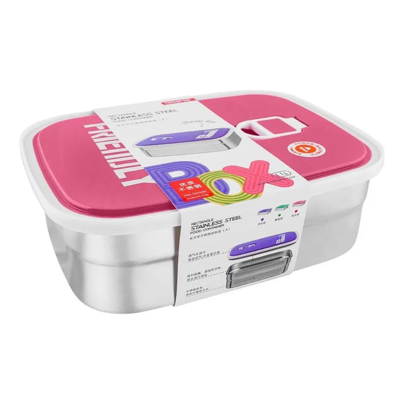 tedemei rectangle stainless steel food container 1.1 liter, pink, 6902 main image