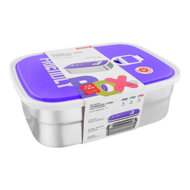 tedemei rectangle stainless steel food container, 1.1 liter, purple, 6902 main image